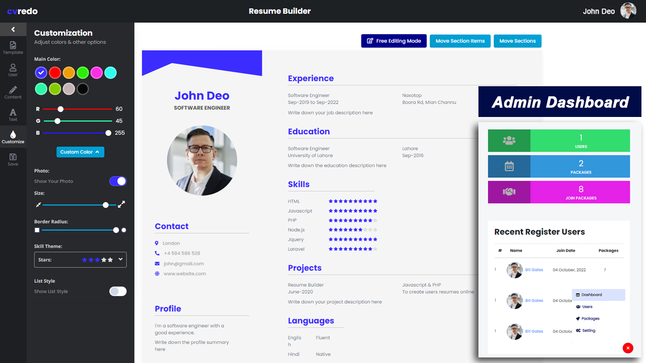 Resume Builder Project in PHP